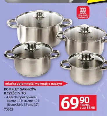 Komplet garnków 8 części Vito promocja w Selgros