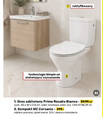 Gres szkliwiony Prime Rosalio Bianco promocja w Bricomarche