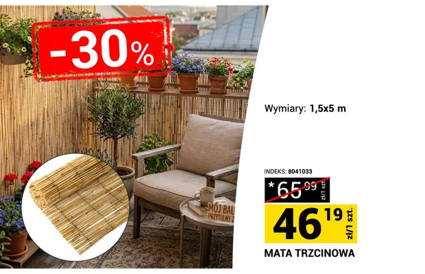 Mata trzcinowa 1,5x5m promocja w Merkury Market