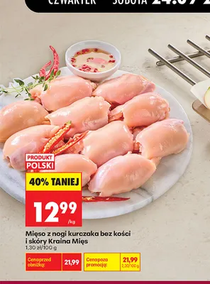 Mięso z nogi kurczaka bez kości i skóry Kraina Mięs promocja w Biedronka