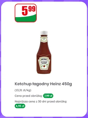 Ketchup łagodny Heinz promocja w Dino