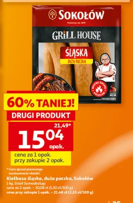Kiełbasa śląska duża paczka Sokołów promocja w Auchan