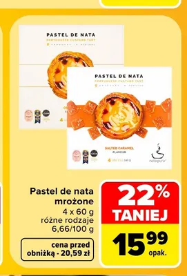 Pastel de nata mrożone Salted Caramel Nata Pura 4-pak promocja w Carrefour