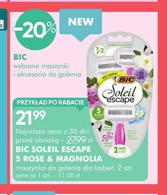 Maszynka do golenia dla kobiet BIC Soleil Escape 5 Rose & Magnolia promocja w Super-Pharm
