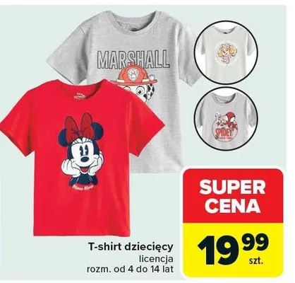 T-shirt dziecięcy licencja rozm. od 4 do 14 lat promocja w Carrefour