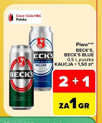 Piwo bezalkoholowe Beck's Blue promocja w Carrefour