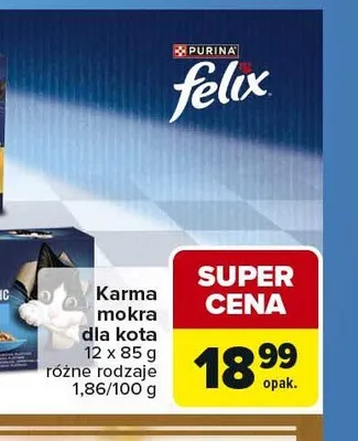 Karma mokra dla kota Fantastic Felix 12-pak 85g promocja w Carrefour