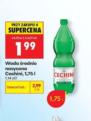 Woda średnio nasycona Cechini promocja w Biedronka