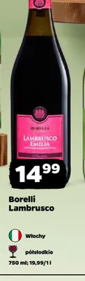 Wino musujące Borelli Lambrusco półsłodkie promocja w Netto