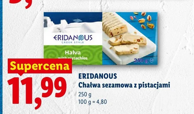 Chałwa sezamowa z pistacjami Eridanous promocja w Lidl
