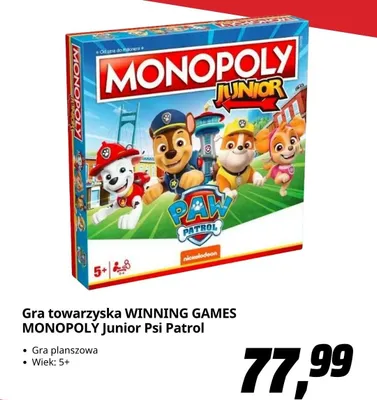Gra towarzyska WINNING GAMES MONOPOLY Junior Psi Patrol promocja w Media Markt