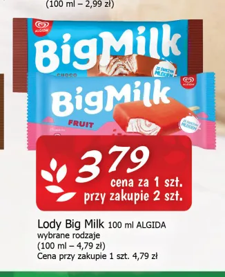 Lody Big Milk Algida promocja w CEZAR Delikatesy
