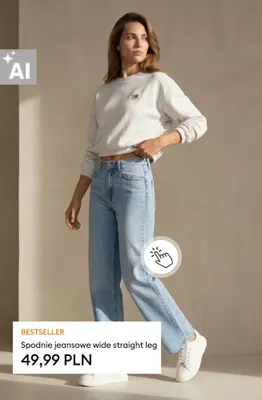 Spodnie jeansowe wide straight leg promocja w Sinsay
