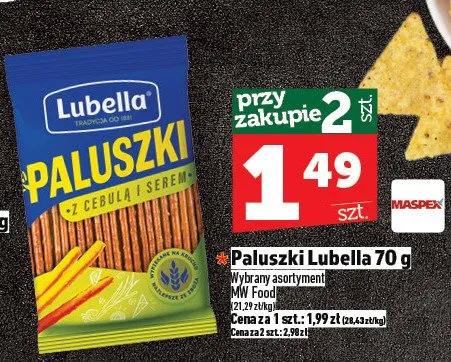 Paluszki Lubella 70 g promocja w TOPAZ
