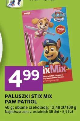 Paluszki Stix Mix Paw Patrol oblane czekoladą promocja w Stokrotka