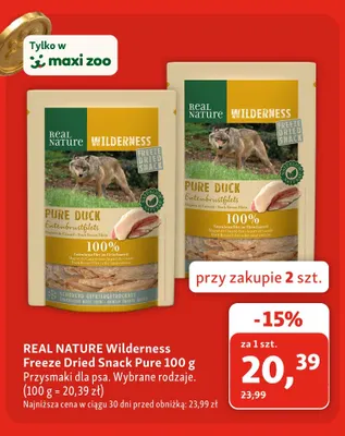Przysmaki dla psa Real Nature Wilderness Freeze Dried Snack Pure promocja w MAXI ZOO