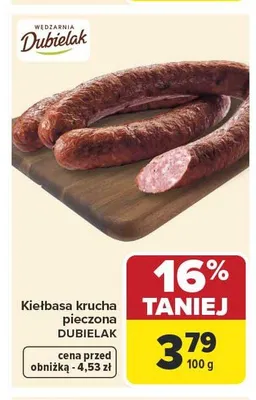 Kiełbasa krucha pieczona Dubielak promocja w Carrefour