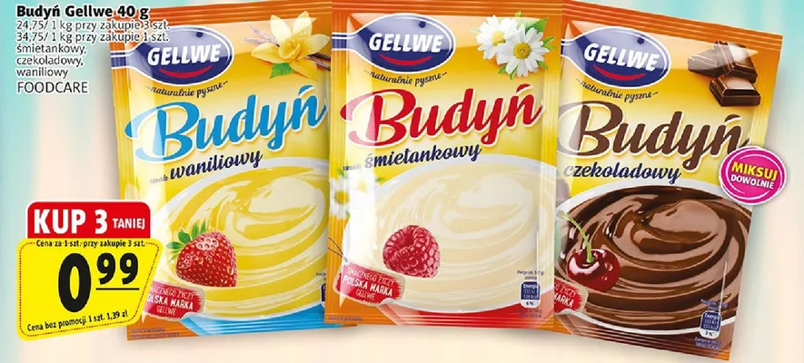 Budyń wanilinowy, śmietankowy, czekoladowy promocja w Prim Market