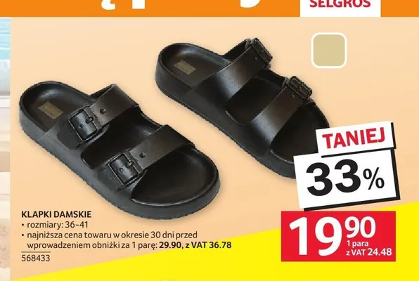 Klapki damskie promocja w Selgros