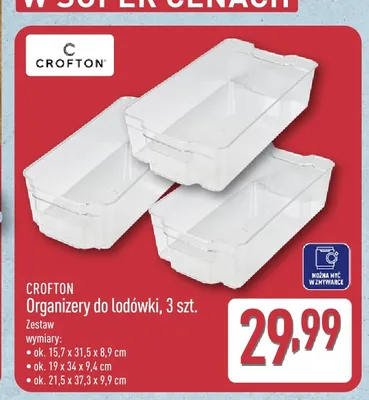 Organizery do lodówki Crofton 3-pak promocja w Aldi