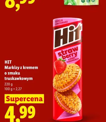 Markizy z kremem o smaku truskawkowym Hit promocja w Lidl