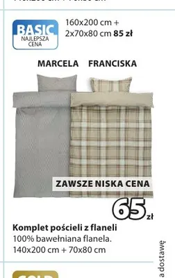 Komplet pościeli flanelowej 160 x 200 + 2x 70 x 80 cm promocja w Jysk