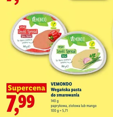 Wegańska pasta do smarowania Vemondo mango promocja w Lidl