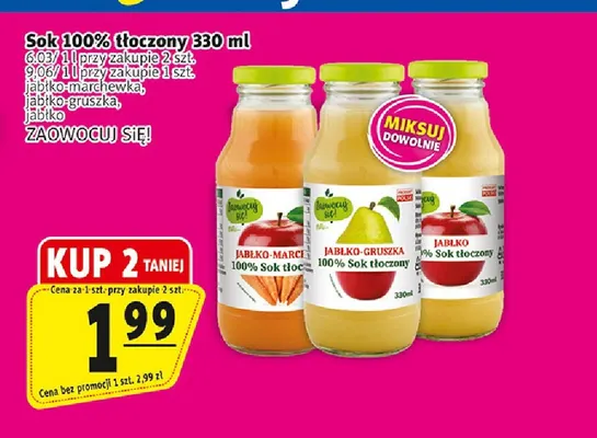 Sok tłoczony jabłko-marchewka Zaowocuj Się! 100% promocja w Prim Market
