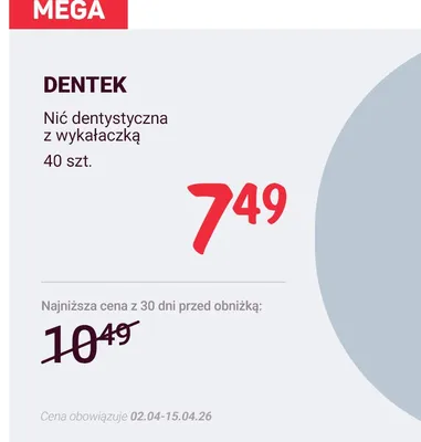 Nić dentystyczna z wykałaczką promocja w Rossmann