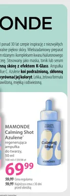 Regenerująca ampułka do twarzy Calming Shot Azulene Mamonde promocja w Hebe