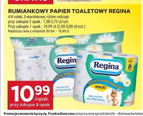 Rumiankowy papier toaletowy Regina promocja w Stokrotka