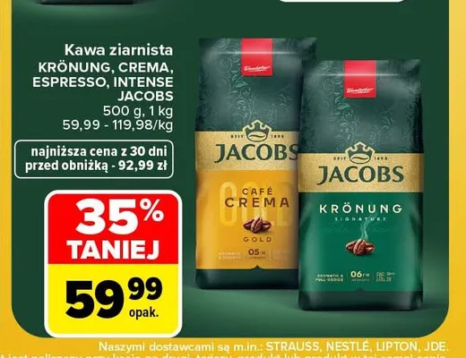 Kawa ziarnista Intense Jacobs promocja w Carrefour