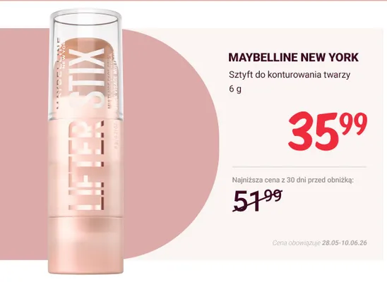 Sztyft do konturowania twarzy MAYBELLINE NEW YORK promocja w Rossmann
