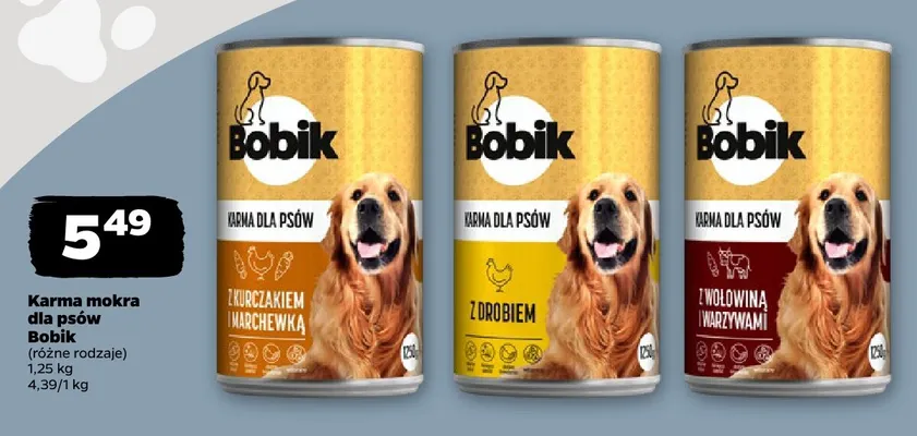 Karma mokra dla psów Bobik z wołowiną i warzywami promocja w Netto