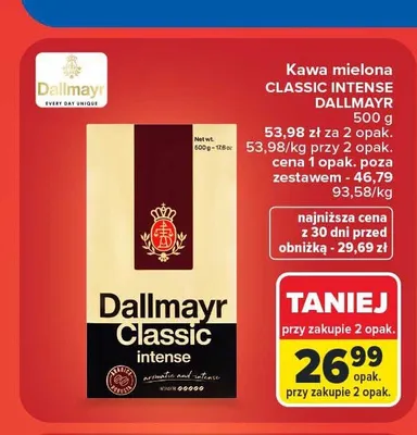 Kawa mielona Dallmayr Classic Intense promocja w Carrefour