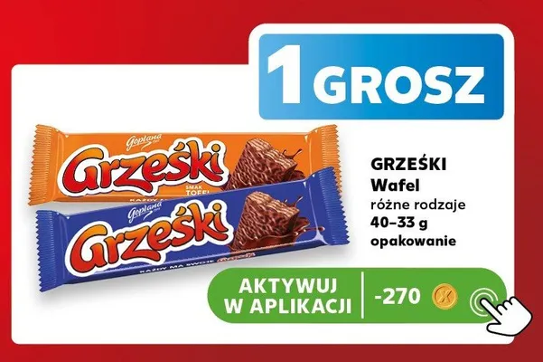 Wafel Grześki kakaowy w czekoladzie mlecznej promocja w Kaufland