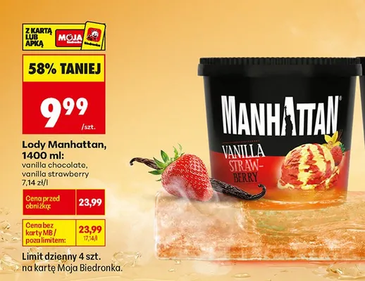 Lody Manhattan vanilla strawberry promocja w Biedronka