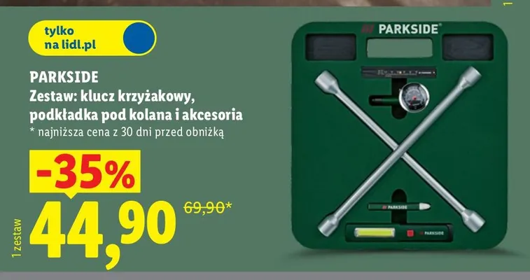 Zestaw klucz krzyżakowy podkładka pod kolana i akcesoria Parkside promocja w Lidl