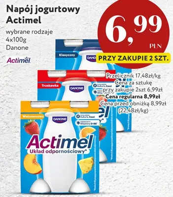 Napój jogurtowy Actimel Danone wybrane rodzaje promocja w Market Point