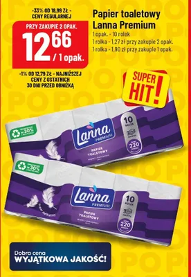 Papier toaletowy Lanna Premium promocja w POLOmarket