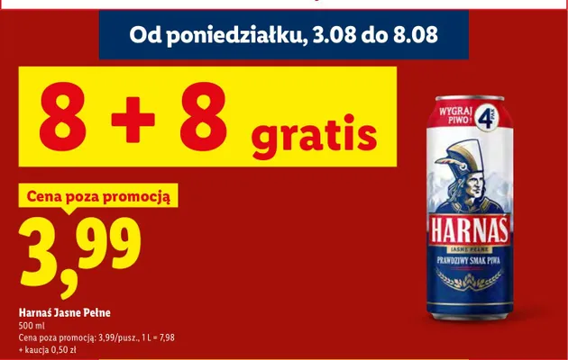 Piwo Harnaś Jasne Pełne promocja w Lidl