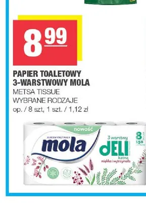 Papier toaletowy 3-warstwowy Mola Deli promocja w SPAR