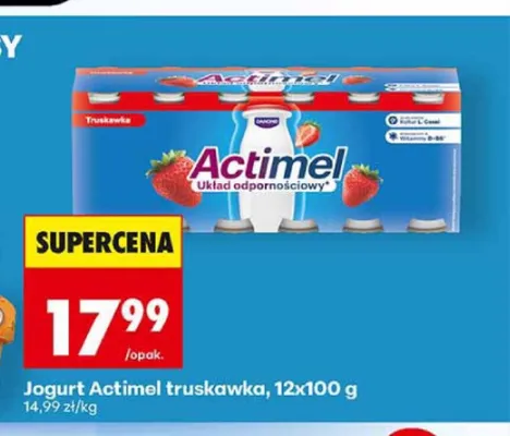 Jogurt Actimel truskawka 12-pak 100g promocja w Biedronka