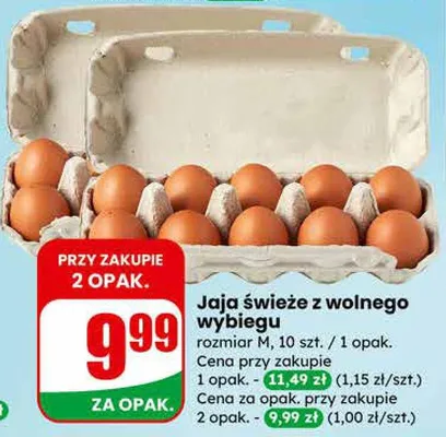 Jaja świeże z wolnego wybiegu rozmiar M, 10 szt. promocja w Dino