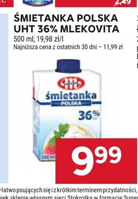 Śmietanka Polska UHT 36% Mlekovita promocja w Stokrotka