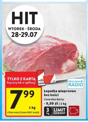 Łopatka wieprzowa bez kości promocja w Intermarche