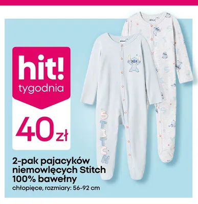 Pajacyki niemowlęce Disney Stitch 2-pak promocja w Pepco
