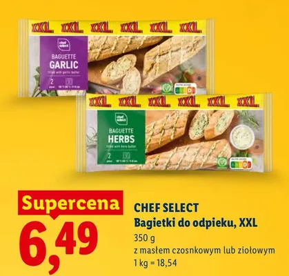 Bagietki do odpieku z masłem ziołowym XXL Chef Select promocja w Lidl