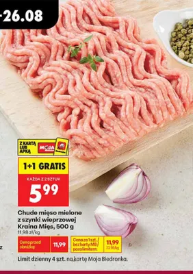 Chude mięso mielone z szynki wieprzowej Kraina Mięs promocja w Biedronka