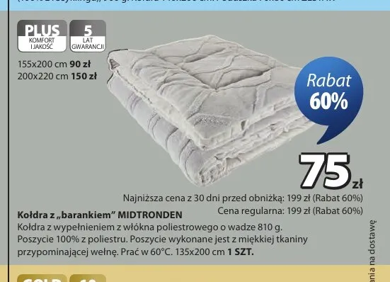 Kołdra z „barankiem” Midtronden 200x220 cm promocja w Jysk